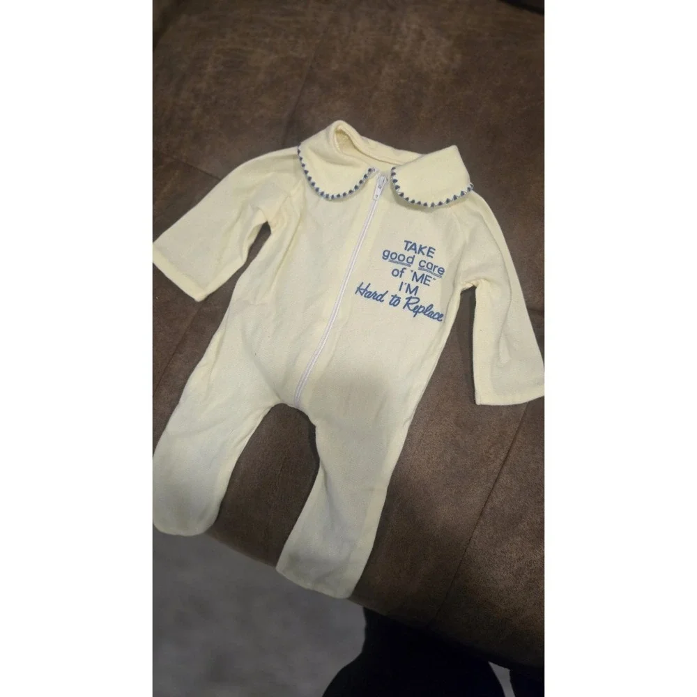 Vintage Baby Sleeper Yellow Footed Pajama Take Good Care of Me 1970s Rare